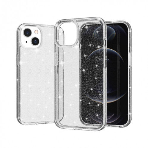 Étui de protection en poudre de paillettes de style antichoc pour iPhone 13 mini (blanc) SH901D1558-07