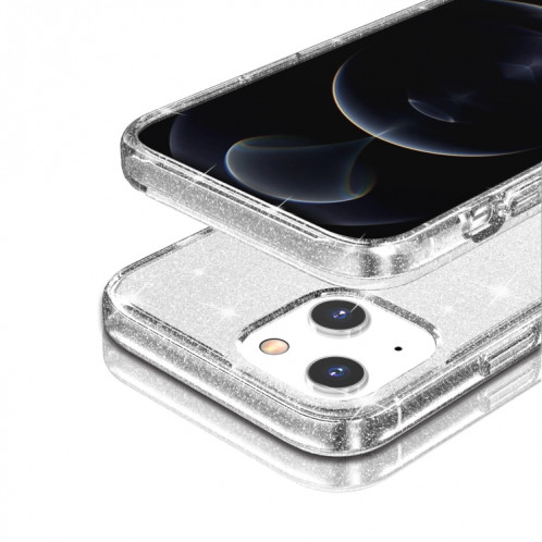 Étui de protection en poudre de paillettes de style antichoc pour iPhone 13 mini (blanc) SH901D1558-07