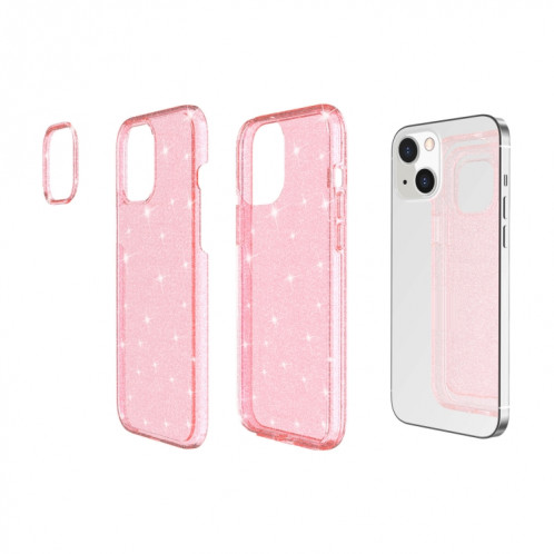 Terminatateur anti-chômage Cas de protection en poudre de paillettes pour iPhone 13 (rose) SH902A1549-07