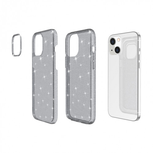 Étui de protection en poudre de paillettes de style antichoc pour iPhone 13 (gris) SH902B500-07