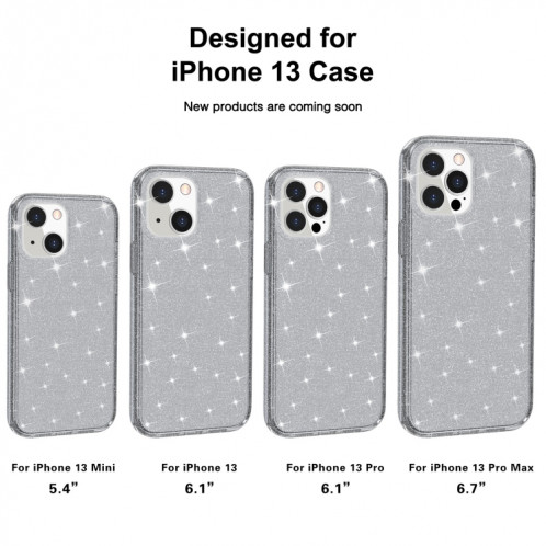 Étui de protection en poudre de paillettes de style antichoc pour iPhone 13 (gris) SH902B500-07