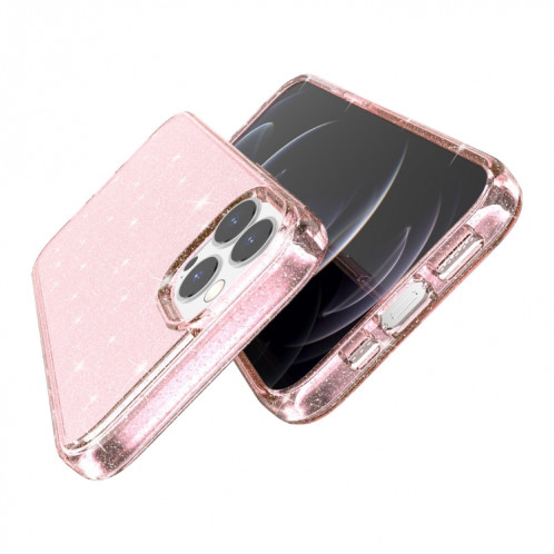 Étui de protection en poudre de paillettes de style antichoc pour iPhone 13 Pro (rose) SH903A679-05