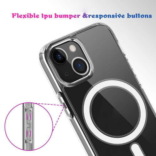 Bague magnétique simple MAGSafe Bague magnétique simple tout compris Case acrylique cristal transparent + TPU Case antichoc pour iPhone 13 (transparent) SH902A1102-08
