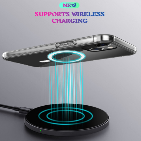 Bague magnétique simple MAGSafe Bague magnétique simple tout compris Case acrylique cristal transparent + TPU Case antichoc pour iPhone 13 (transparent) SH902A1102-08