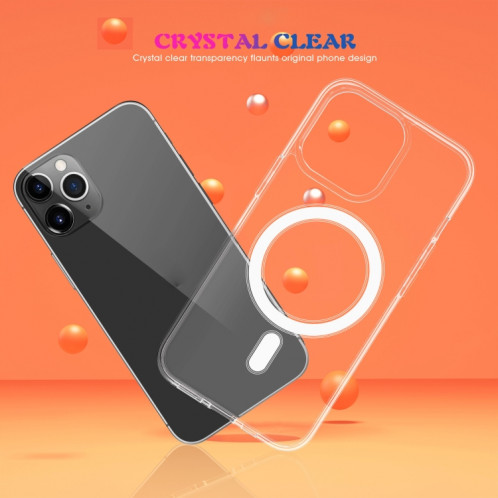 Case Magsafe Bague magnétique simple Anneau de cristal clair Tout compris PC + TPU Case antichoc pour iPhone 13 PRO (transparent) SH903A1283-08