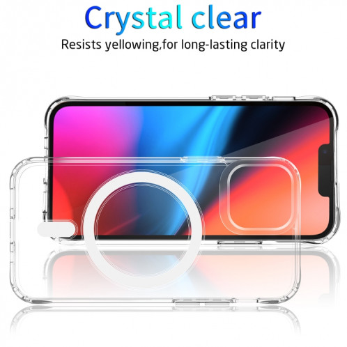 Bague magnétique MAGSafe Bague magnétique CLEAR CRISTAL ACRYLIQUE + TPU à quatre angles Airbag Case antichoc pour iPhone 13 (transparent) SH102A1394-07