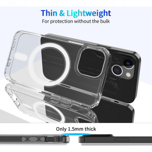 Bague magnétique MAGSafe Bague magnétique CLEAR CRISTAL ACRYLIQUE + TPU à quatre angles Airbag Case antichoc pour iPhone 13 (transparent) SH102A1394-07