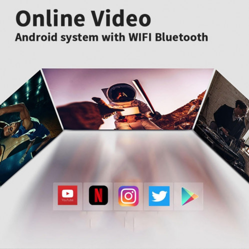 Wejoy A5 1920x1080p 200 lumens Multi-fonction Multi-fonction Home Theater Led HD Digital Projecteur avec haut-parleur Bluetooth, Android 7.1, 2G + 16 Go, SW67011202-010