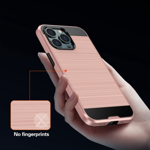 Texture brossée Cas de protection antichoc pour iPhone 13 Pro (Rose Gold) SH903J484-07