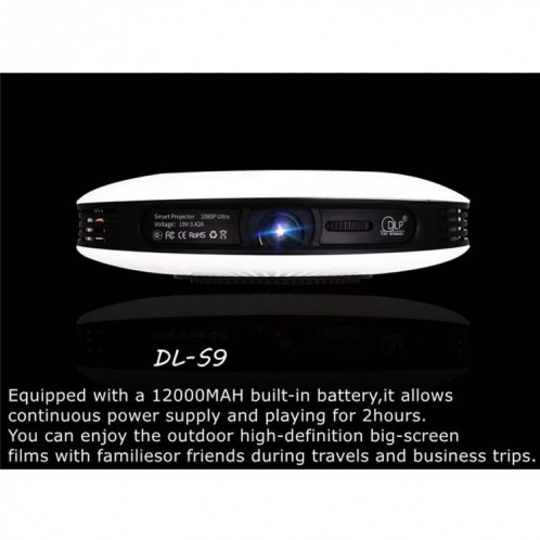 Wejoy DL-S9 1280X720P 300 Lumens Portable Home Theater Led HD Digital Projecteur, Android 6.0, 2G + 16 Go, Fiche EU SW70011290-011