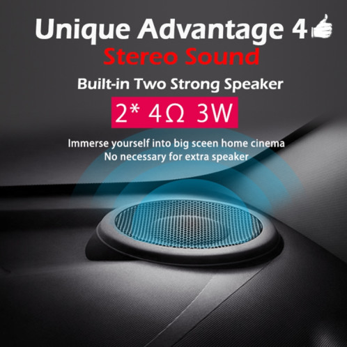 Wejoy L6 + 1920x1080p 200 ANSI Lumens Portable Home Theater Led HD Digital Projecteur, Android 7.1, 2G + 16G, Fiche UK SW80021103-010