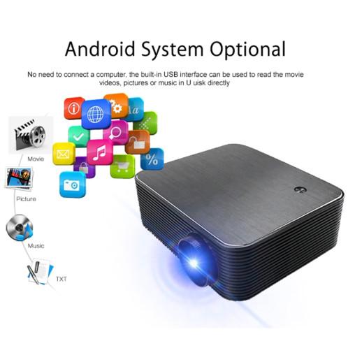 Wejoy L6 + 1920x1080p 200 ANSI Lumens Portable Home Theater Led HD Digital Projecteur, Android 7.1, 2G + 16G, Fiche UK SW80021103-010