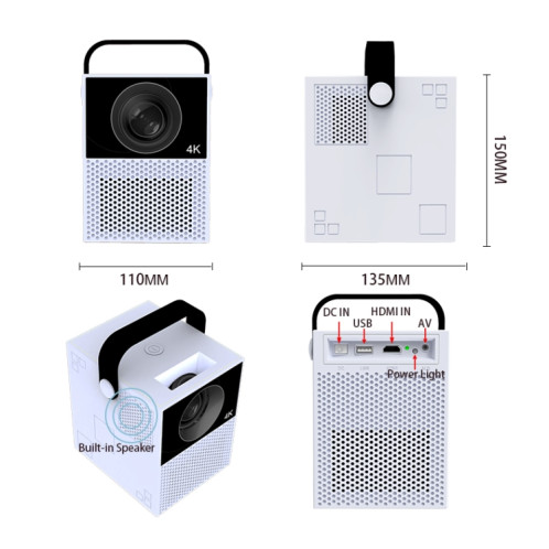 WEJOY Y2 1920x1080P 100 ANSI Lumens Projecteur numérique LED HD de cinéma maison portable, version à commande tactile, Android 9.0, 2G + 16G, prise AU SW8203142-010