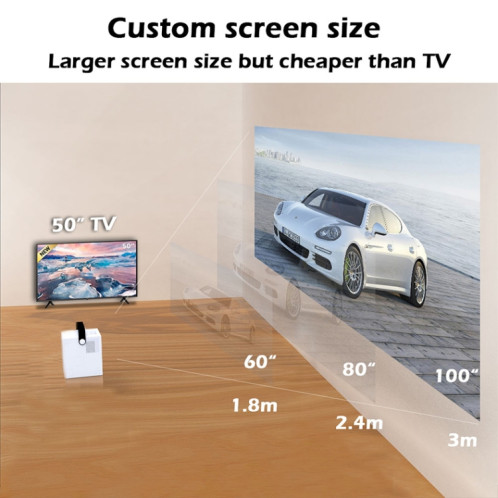WEJOY Y2 1920x1080P 100 ANSI Lumens Projecteur numérique LED HD de cinéma maison portable, version à commande tactile, Android 9.0, 2G + 16G, prise AU SW8203142-010
