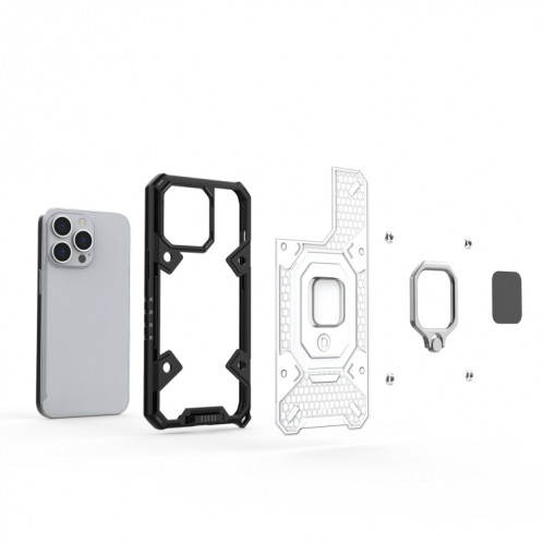 ESPACE PC + TPU Titulaire du porte-bague pour iPhone 13 Pro (Blanc) SH102A772-07