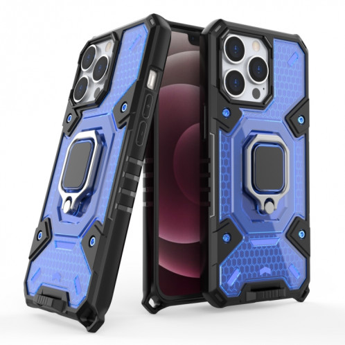 Space PC + TPU Bague Bague Cas de protection pour iPhone 13 Pro (Bleu) SH102B948-07