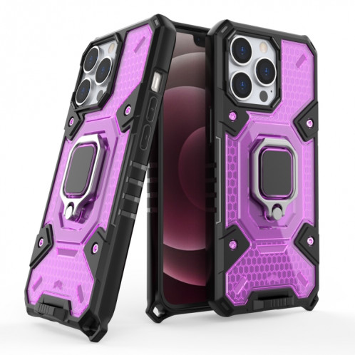 Space PC + TPU Bague Bague Cas de protection pour iPhone 13 Pro (Violet) SH102C1407-07