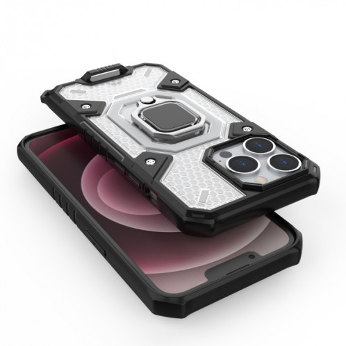 Space PC + TPU Bague Bague Cas de protection pour iPhone 13 Pro (Violet) SH102C1407-07