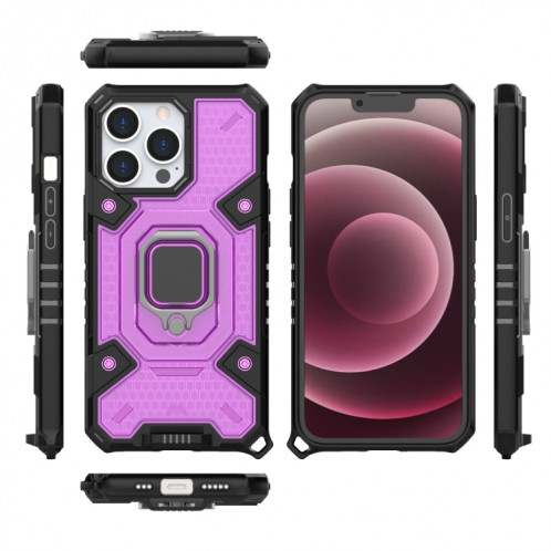 Space PC + TPU Bague Bague Cas de protection pour iPhone 13 Pro (Violet) SH102C1407-07