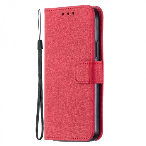 Texture longan Horizontale Flip PU Housse en cuir PU avec support et carte de portefeuille et cadre de portefeuille et photo pour iPhone 13 mini (rouge) SH001A1962-07