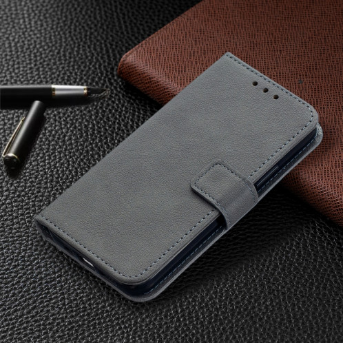 Longan Texture Horizontale Flip PU Coque en cuir PU avec support et carte de portefeuille et cadre de portefeuille et photo pour iPhone 13 (gris) SH002C954-07