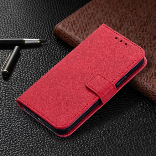 Texture longan Horizontale Flip PU Coque en cuir PU avec support et carte de portefeuille et cadre de portefeuille et photo pour iPhone 13 Pro Max (rouge) SH004A482-07