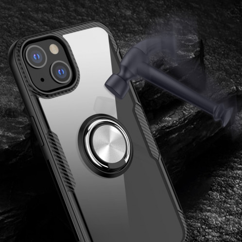 TPU transparent antichoc transparent + boîtier de protection acrylique avec porte-bague pour iPhone 13 (noir) SH501A692-07