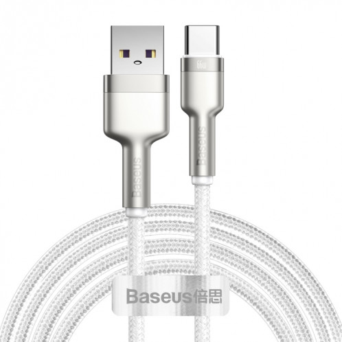 BaseUS CAKF000202 CAFEE Série 66W USB au câble de données en métal USB-C / TYPE-C, Longueur du câble: 2m (blanc) SB902B1595-08