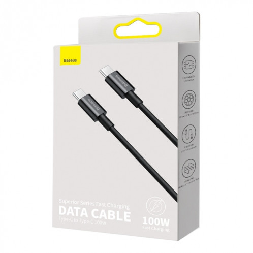 BASEUS CATYS-B01 Série Supérieure 100W USB-C / Type-C à USB-C / Type-C Câble de charge rapide, Longueur du câble: 1M (Noir) SB001A90-09
