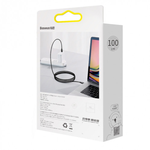 BASEUS CATYS-B01 Série Supérieure 100W USB-C / Type-C à USB-C / Type-C Câble de charge rapide, Longueur du câble: 1M (Noir) SB001A90-09