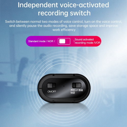 B800LI CLIP-ON TRANS de réduction du bruit HD, support de carte TF et enregistrement one-clé et OTG, capacité: 128 Go (noir) SH605A201-08
