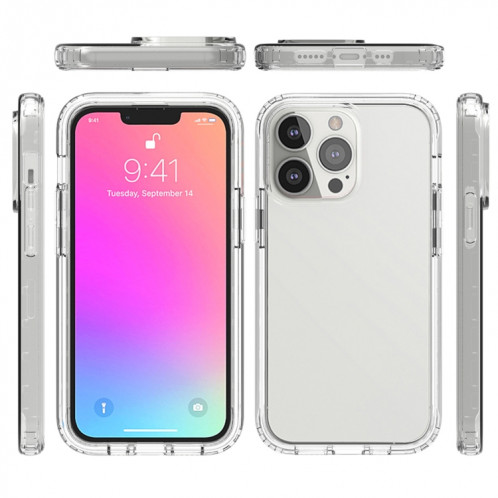 Changements progressifs de la transparence élevée de la transparence à deux couleurs PC + TPU Candy Colors Cas de protection pour iPhone 13 (Noir) SH402A89-06
