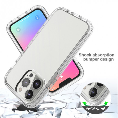 Changement progressif de la transparence élevée de la transparence des chocs à deux couleurs PC + TPU Candy Colors Cas de protection pour iPhone 13 (transparent) SH402E1718-06