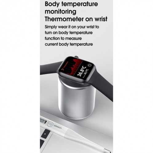 WIWU SW01 1.75 pouces 2.5D Curved HD IPS écran tactile Smart Watch Smart Smart, Mesure de la température corporelle et la fréquence cardiaque / la pression artérielle / de l'oxygène sanguin / de la détection de SW501B844-016