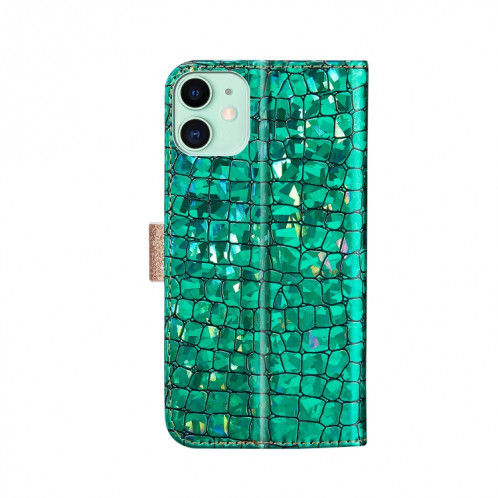 Poudre de paillettes laser assorti de texture de crocodile Texture horizontale texture horizontale étui en cuir avec des machines à sous cartes et portefeuille pour iPhone 13 (vert) SH903A1954-07