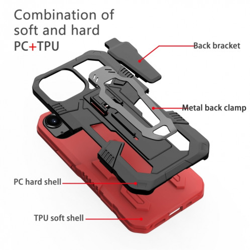 Machine Armure Guerrier PC + Cas de protection TPU pour iPhone 13 Mini (rouge) SH401B1154-07