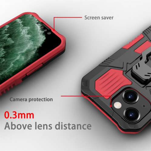 Machine Armure Guerrier PC + Cas de protection TPU pour iPhone 13 Mini (rouge) SH401B1154-07