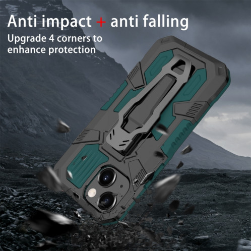 Machine Armure Guerrier PC + Cas de protection TPU pour iPhone 13 Mini (Vert) SH401E1269-07