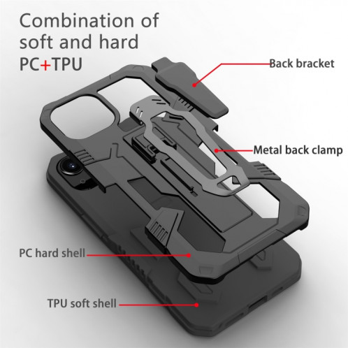 Machine Armure Guerrier PC + Cas de protection TPU pour iPhone 13 (Noir) SH402A1953-07