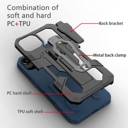 Machine Armure Guerrier PC + Cas de protection TPU pour iPhone 13 (Bleu) SH402D869-07