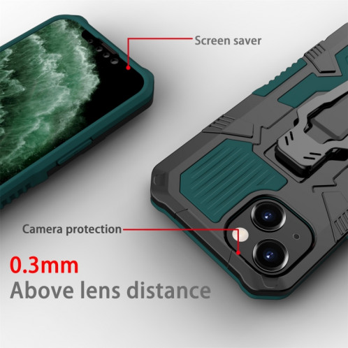 Machine Armure Guerrier PC + Cas de protection TPU pour iPhone 13 (Vert) SH402E720-07