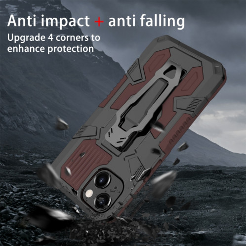 Machine Armure Guerrier PC + Cas de protection TPU pour iPhone 13 (Brown) SH402F188-07