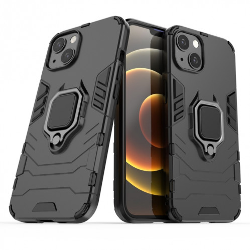 Cas protecteur PC + TPU antichoc avec porte-bague magnétique pour iPhone 13 (noir) SH402A500-07