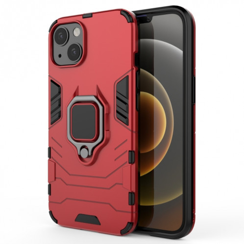 Cas de protection PC + TPU antichoc avec porte-bague magnétique pour iPhone 13 (rouge) SH402B1021-07
