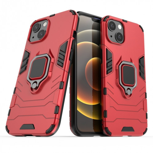 Cas de protection PC + TPU antichoc avec porte-bague magnétique pour iPhone 13 (rouge) SH402B1021-07