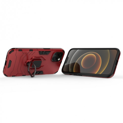 Cas de protection PC + TPU antichoc avec porte-bague magnétique pour iPhone 13 (rouge) SH402B1021-07