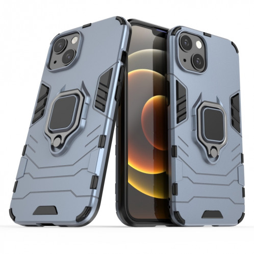 Cas de protection PC + TPU antichoc avec porte-bague magnétique pour iPhone 13 (bleu marine) SH402C1883-07