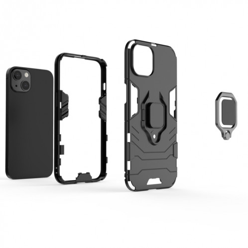 Cas de protection PC + TPU antichoc avec porte-bague magnétique pour iPhone 13 (bleu marine) SH402C1883-07