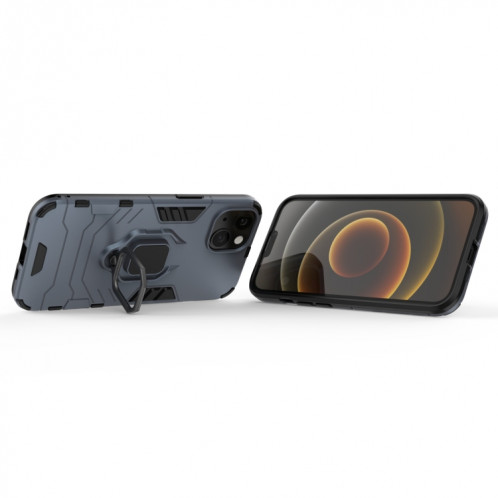 Cas de protection PC + TPU antichoc avec porte-bague magnétique pour iPhone 13 (bleu marine) SH402C1883-07