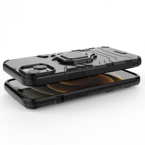 Cas de protection PC + TPU antichoc avec porte-bague magnétique pour iPhone 13 (bleu marine) SH402C1883-07
